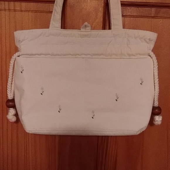 Homemade Cream Flowered Handbag Bag Purse - Picture 2 of 16
